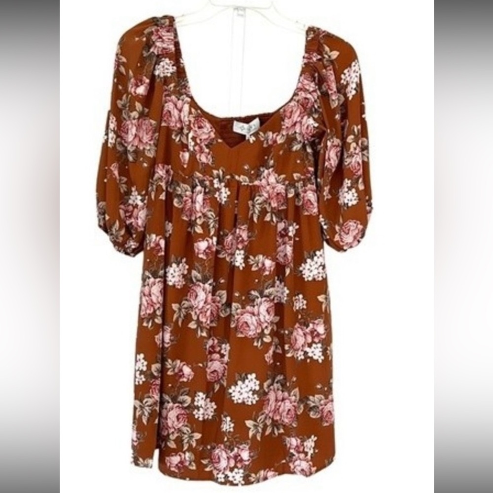 Brownish copper floral Dress